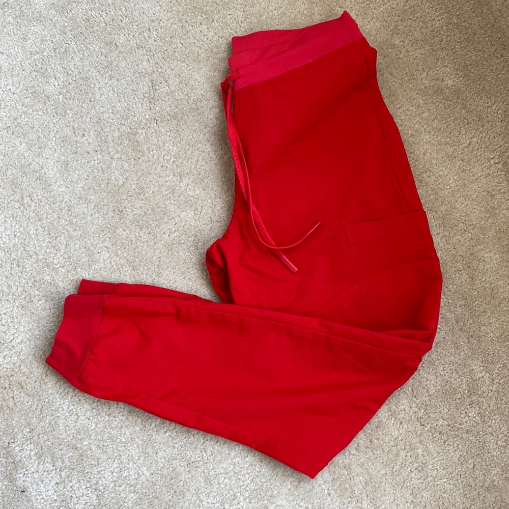 Mandala Bright Red Jogger Scrub pants